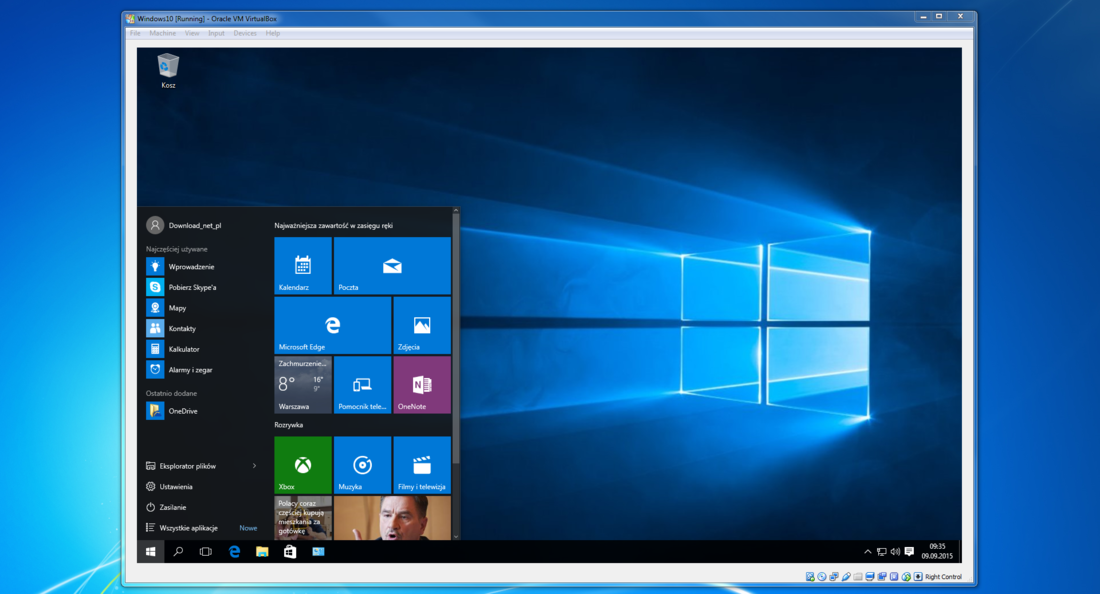 Rozdzielczość 1440x900 w VirtualBox