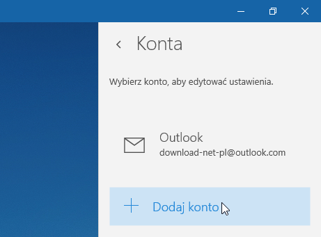 Dodawanie konta do Poczty Windows 10