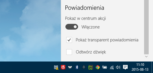 Opcje aplikacji Poczta - Powiadomienia