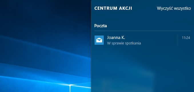 Powiadomienie o poczcie z Gmail w Windows 10