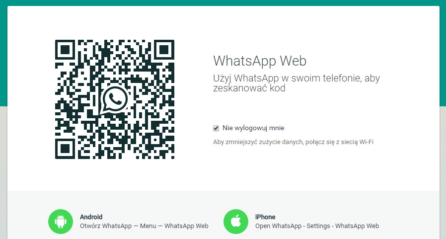 Whatsapp Web - ekran parowania