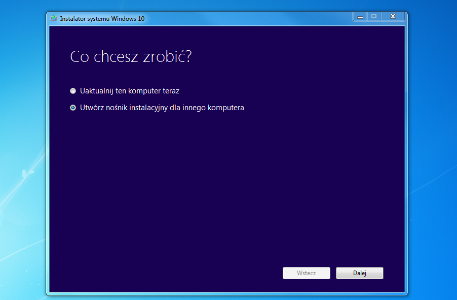 Utwórz nośnik instalatora Windows 10