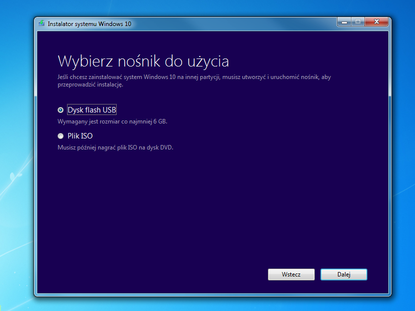 Tworzenie nośnika na dysku USB