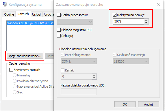 Opcje rozruchu w Windows 10