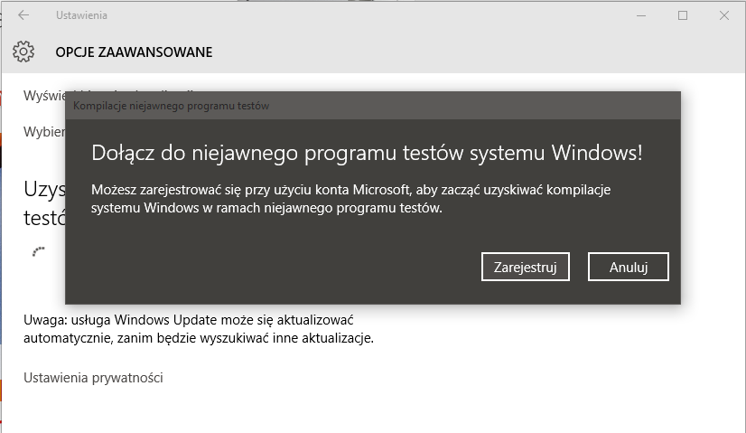 Dołączanie do programu Insider w Windows 10