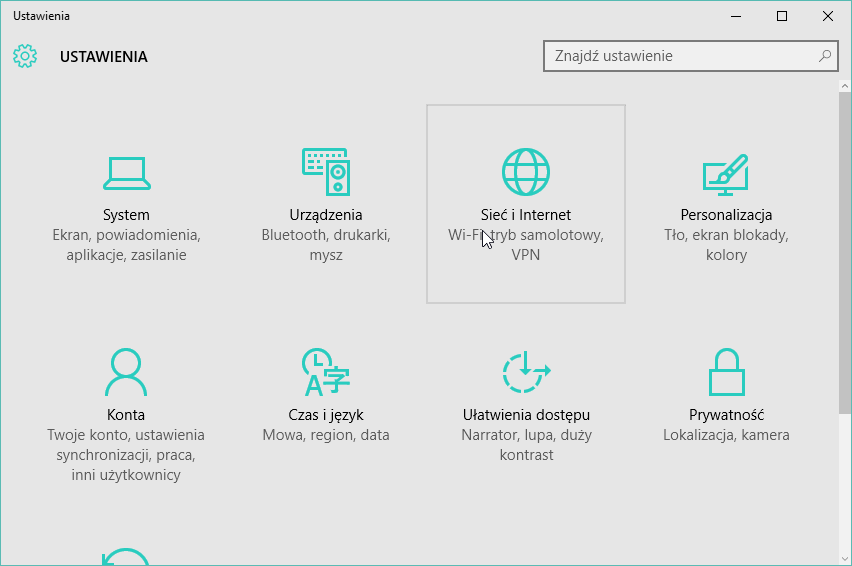 Ustawienia Windows 10