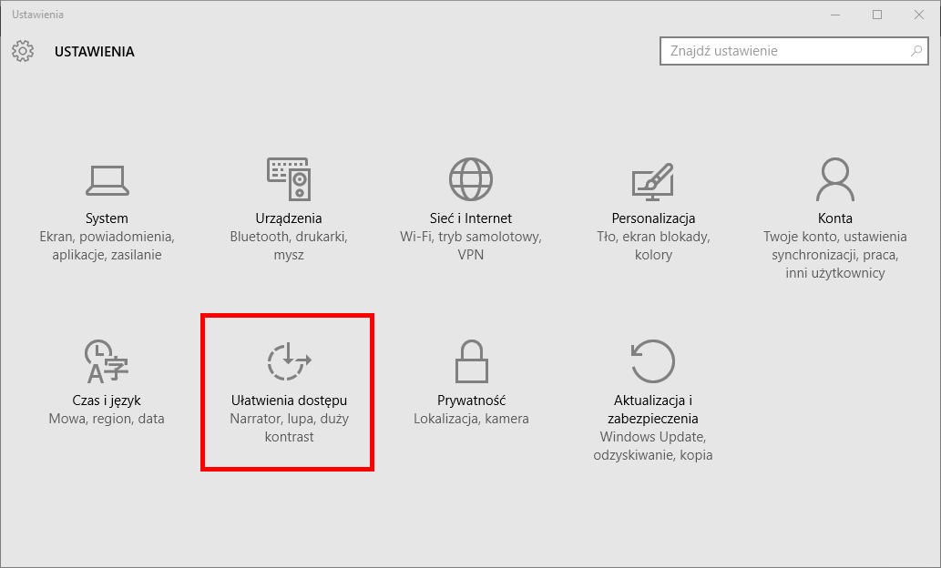 Ustawienia w Windows 10