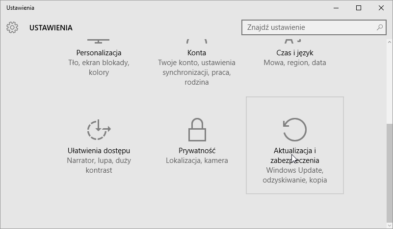 Ustawienia Windows 10