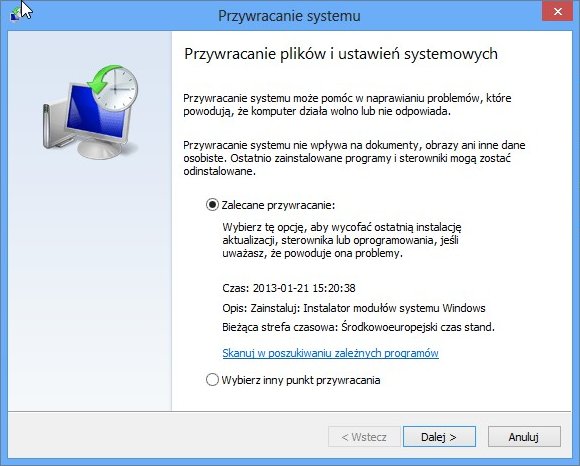 Przywracanie systemu