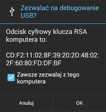 Zezwalaj na debugowanie USB