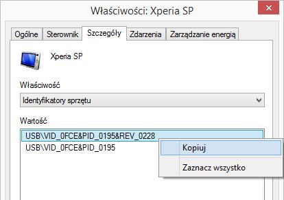 Wyszukiwanie identyfikatora urządzenia USB