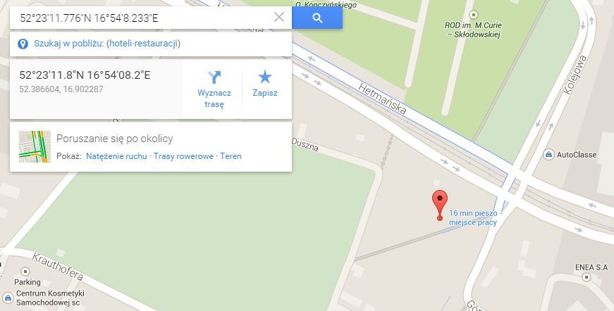 Lokalizacja w Mapach Google