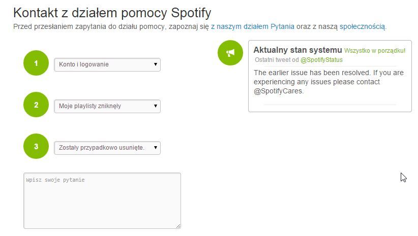 Kontakt z działem pomocy Spotify