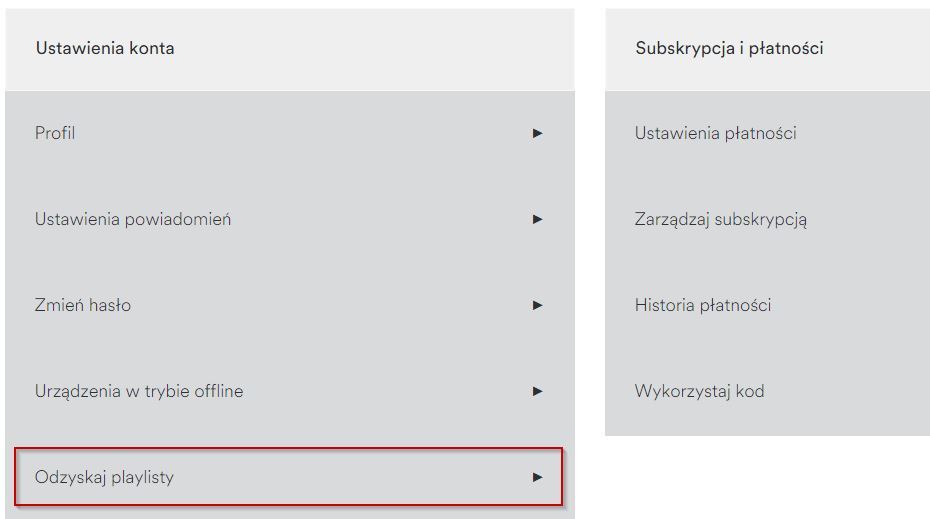 Ustawienia konta Spotify