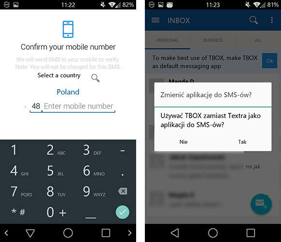 Tbox - aktywacja aplikacji przez SMS