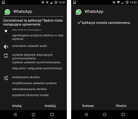 Whatsapp - instalacja aplikacji
