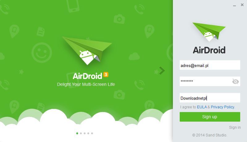 AirDroid 3 - logowanie