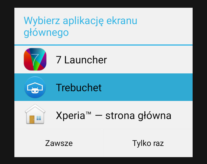 Android - wybór domyślnego programu uruchamiającego