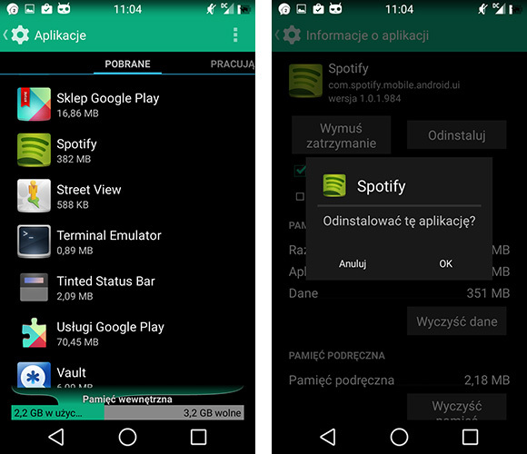 Usuwanie aplikacji w Androidzie