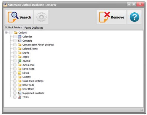 Automatic Outlook Duplicate Remover - główne okno