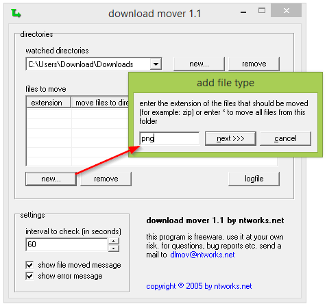 Download Mover - dodawanie reguły