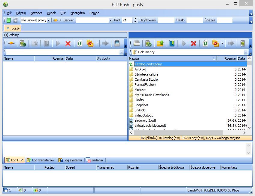 FTP Rush - główne okno