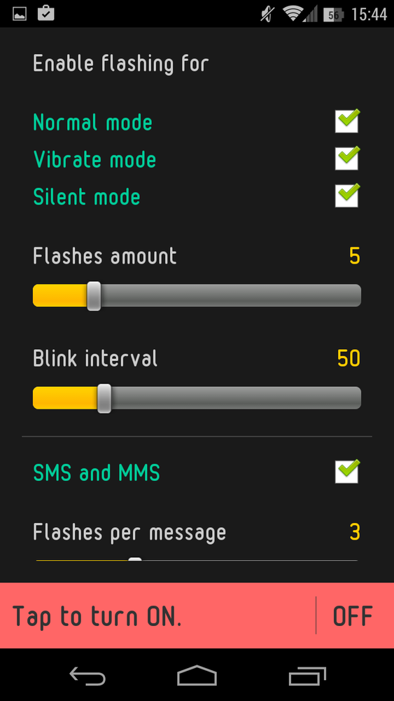 Aktywacja aplikacji Flash on Call SMS