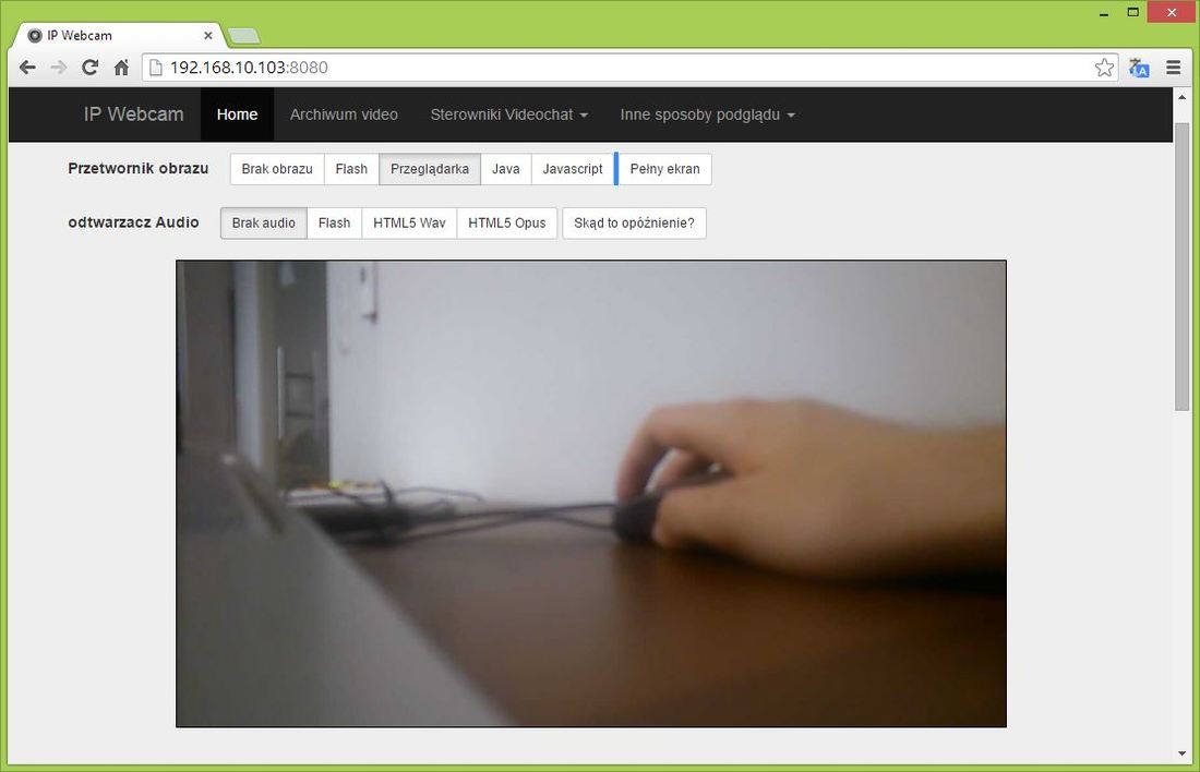 IP Webcam w przeglądarce