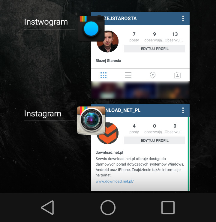 Instwogram i Instagram - dwa oddzielne konta Instagram w jednym Androidzie