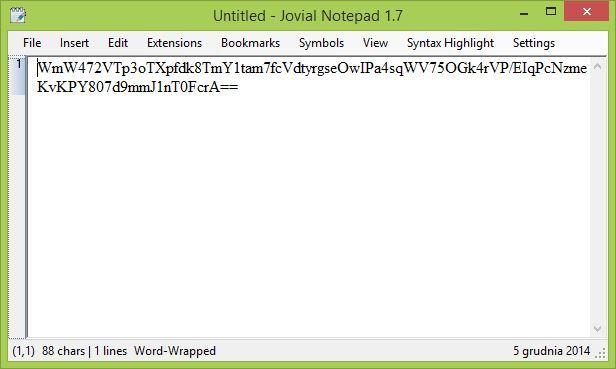 Jovial Notepad - zaszyfrowana notatka