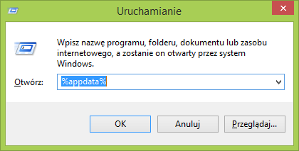 Wywołanie okna AppData/Roaming