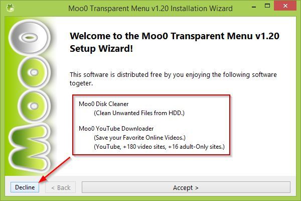 Instalacja Moo0 Transparent Menu