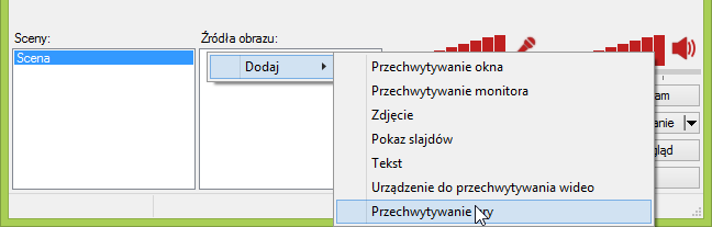 Dodawanie obrazu przechwytywania