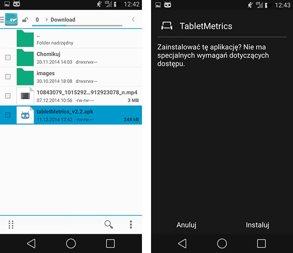 Instalacja Tablet Metrics