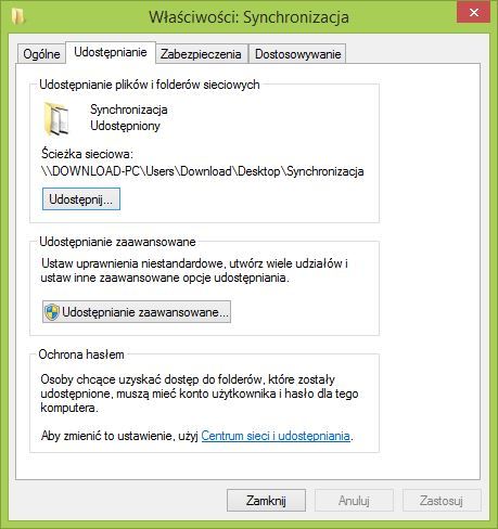 Udostępnianie folderu w Windows