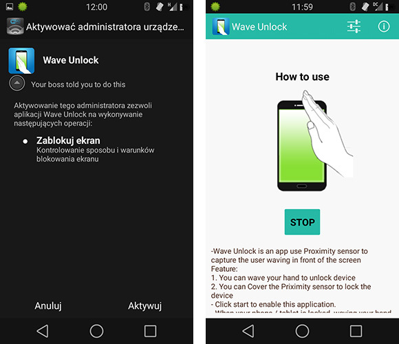 Wave Unlock - uruchamianie usługi