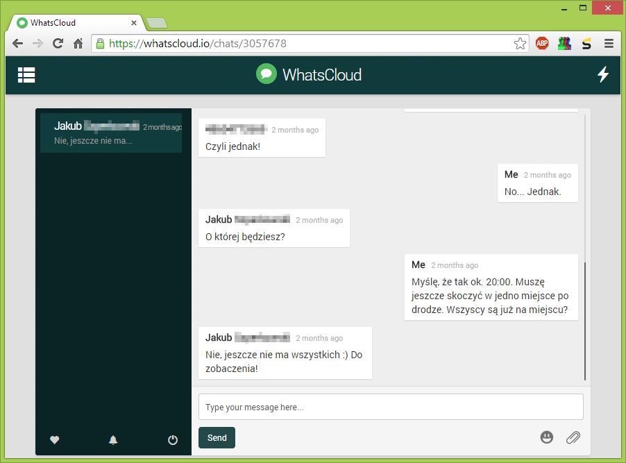 WhatsCloud - interfejs przeglądarkowy
