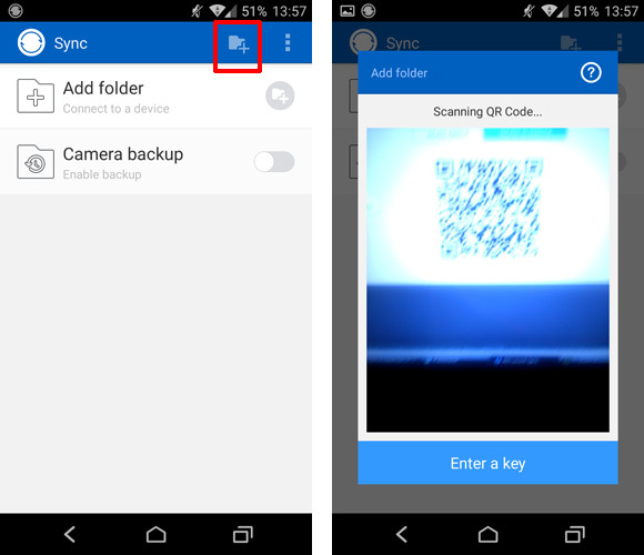 Skanowanie kodu QR i przyłączanie do folderu na Androidzie