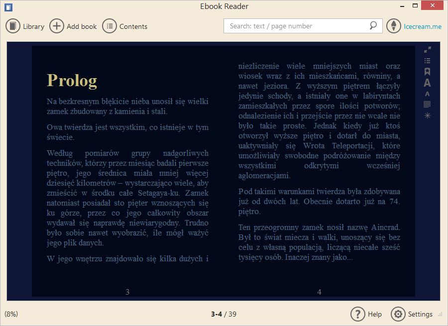 Tryb nocny w Icecream eBook Reader