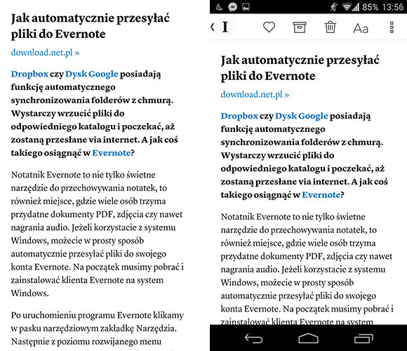 Instapaper - czytanie zapisanego tekstu