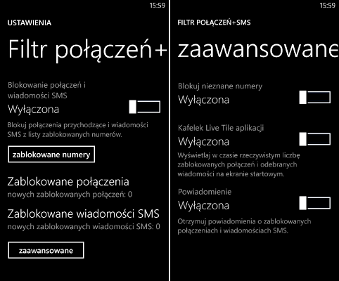 Blokowanie numerów w filtrze połączeń w Lumii