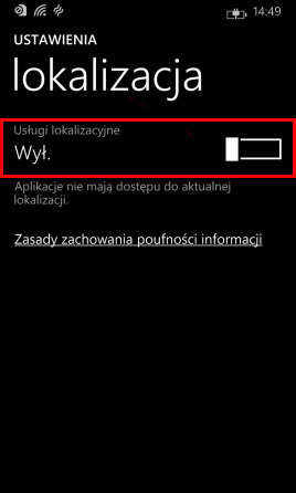 Ustawienia lokalizacji w Windows Phone