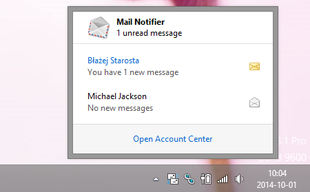 Mail Notifier - lista nieprzeczytanych wiadomości dla każdego konta