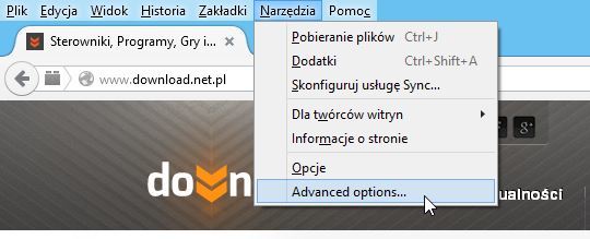 Zaawansowane ustawienia w Firefox z Pale Moon Commander
