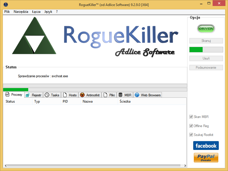 RogueKiller - skanowanie komputera