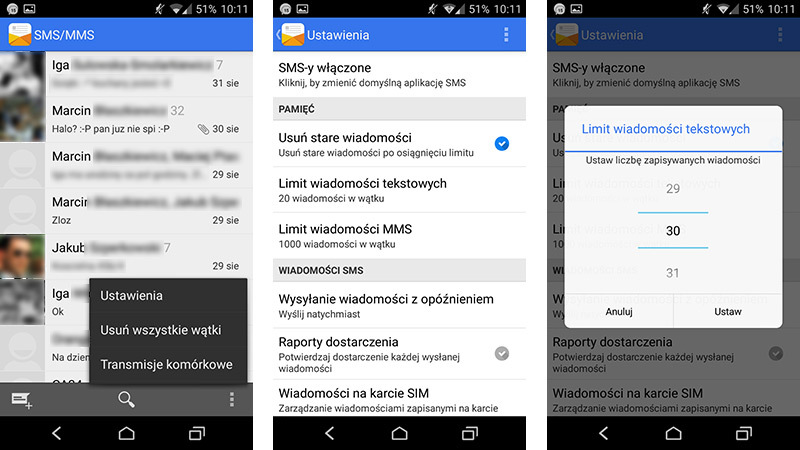 Jak włączyć automatyczne usuwanie SMS w aplikacji SMS/MMS