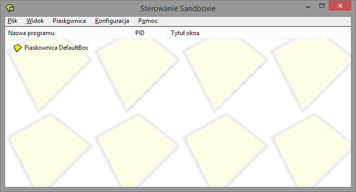 Główne okno programu Sandboxie