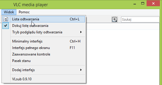 Lista odtwarzania - VLC