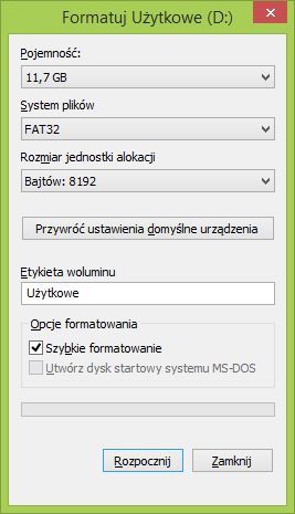 Formatowanie pendrive'a na FAT32