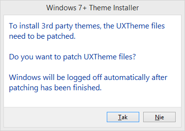 Patchowanie pliku UXTheme.dll przez Windows 7+ Theme Installer